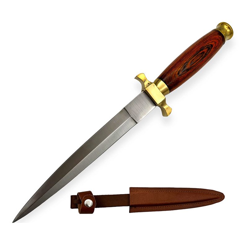 12.5" Red Hunting Knife Double Edged Orange Wood [PC-139]