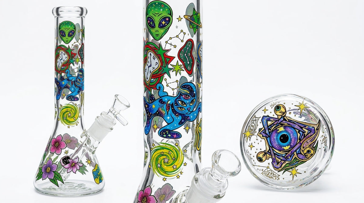 SC Red Eye Glass 10" Glow in the Dark Spaced Out Beaker Bong