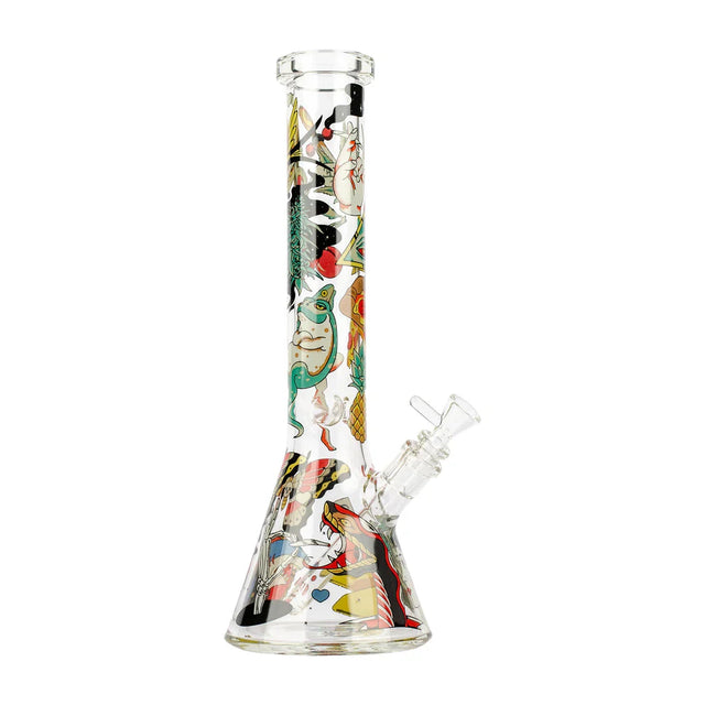 Red Eye Glass® | 15" Full Wrap Tattoo Beaker Tube (9994C) Glass Bong Smoking Cat Distribution