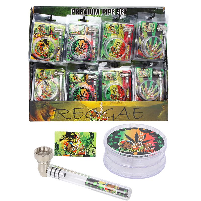 3.75″ Glass Tube Pipe with Grinder Display of 32 [SMKZ-018]