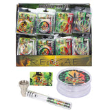 3.75″ Glass Tube Pipe with Grinder Display of 32 [SMKZ-018]