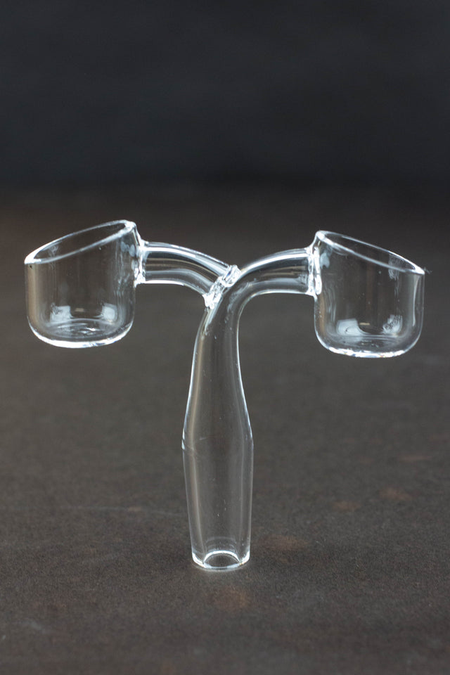 Double Head Quartz Banger with 2 bowls-14 mm Male - One Wholesale