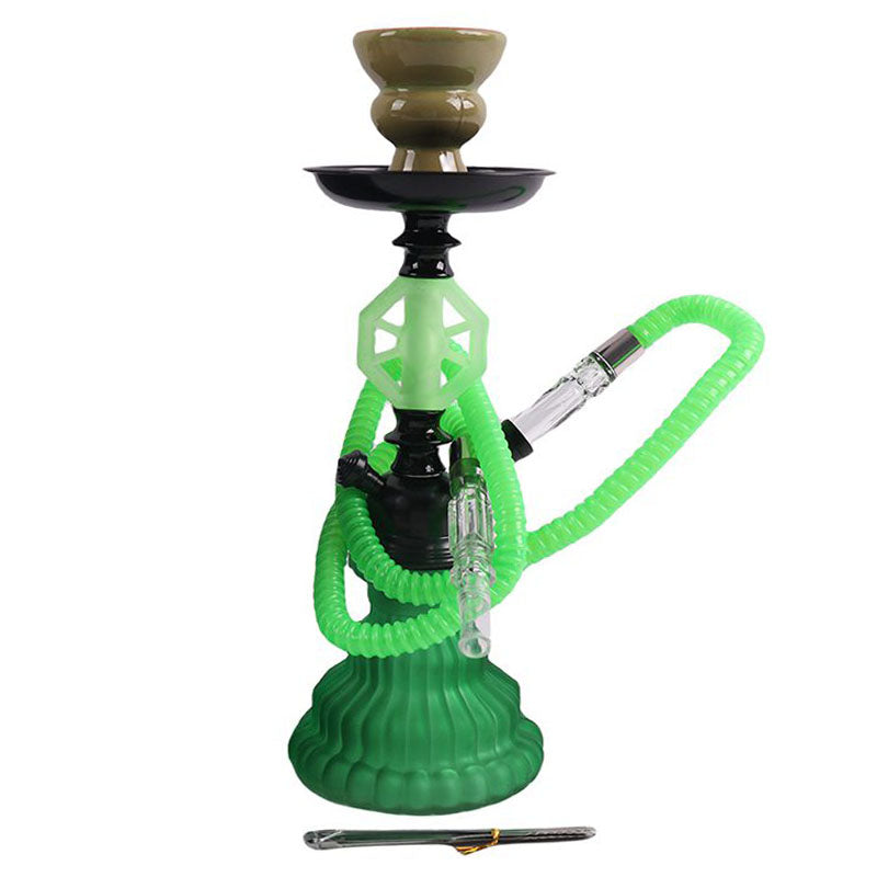 12" Hookah Single Hose, HEX Shape Green Color [SMKE-013]