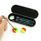 6 Pcs 440 Stainless Steel Dabber Tool Set with silicone jar-Rainbow [SMKE-103] Bongs Accessories Canadian Distributor