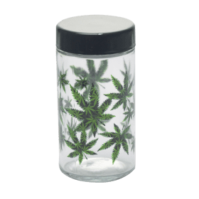 180ml Glass Storage Jar with Sticker Design – Compact & Stylish [SMKZ-145] Jar Canadian Distributor Green Leaf