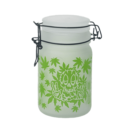 Green Leaf Glass Storage Jar-Multiple Sizes Available [SMKZ-144] Jar Canadian Distributor 240 ml