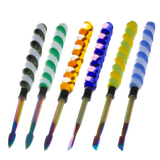 6″ Twirly Glass & Stainless Steel Dab Tool [SMKZ154] Cap · Dabber · Insert · Clip · Nail Canadian Distributor