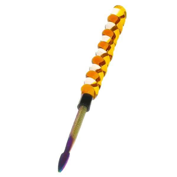 6″ Twirly Glass & Stainless Steel Dab Tool [SMKZ154] Cap · Dabber · Insert · Clip · Nail Canadian Distributor Color D