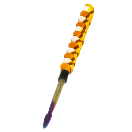 6″ Twirly Glass & Stainless Steel Dab Tool [SMKZ154] Cap · Dabber · Insert · Clip · Nail Canadian Distributor Color D