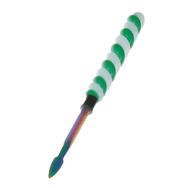 6″ Twirly Glass & Stainless Steel Dab Tool [SMKZ154] Cap · Dabber · Insert · Clip · Nail Canadian Distributor Color E