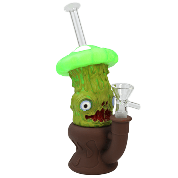 8″ Enameled Mushroom Bong [SMKZ165] Resin · Silicone · Plastic Bong Canadian Distributor Green