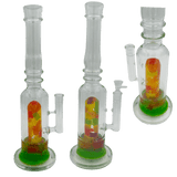 [4 Pack Bundle] 16" Assorted Center Piece Glass Waterpipe – 14mm Bowl Glass Bong ONE Gummy Bear