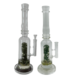 [4 Pack Bundle] 16" Assorted Center Piece Glass Waterpipe – 14mm Bowl Glass Bong ONE Flower Green