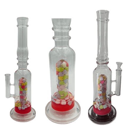 [4 Pack Bundle] 16" Assorted Center Piece Glass Waterpipe – 14mm Bowl Glass Bong ONE Hearts Pink
