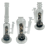 [4 Pack Bundle] 16" Assorted Center Piece Glass Waterpipe – 14mm Bowl Glass Bong ONE Ocean Black