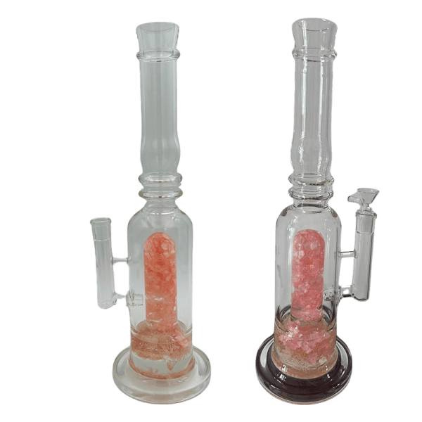 [4 Pack Bundle] 16" Assorted Center Piece Glass Waterpipe – 14mm Bowl Glass Bong ONE Flower Pink