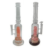 [4 Pack Bundle] 16" Assorted Center Piece Glass Waterpipe – 14mm Bowl Glass Bong ONE Flower Pink