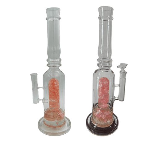 [4 Pack Bundle] 16" Assorted Center Piece Glass Waterpipe – 14mm Bowl Glass Bong ONE Flower Pink
