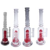 [4 Pack Bundle] 16" Assorted Center Piece Glass Waterpipe – 14mm Bowl Glass Bong ONE Flower Red