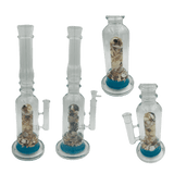 [4 Pack Bundle] 16" Assorted Center Piece Glass Waterpipe – 14mm Bowl Glass Bong ONE Ocean Blue