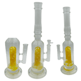 [4 Pack Bundle] 16" Assorted Center Piece Glass Waterpipe – 14mm Bowl Glass Bong ONE Yellow Flower