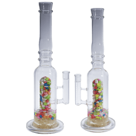 [4 Pack Bundle] 16" Assorted Center Piece Glass Waterpipe – 14mm Bowl Glass Bong ONE Colorful Heart