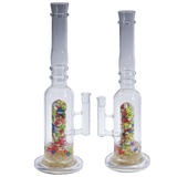 [4 Pack Bundle] 16" Assorted Center Piece Glass Waterpipe – 14mm Bowl Glass Bong ONE Colorful Heart