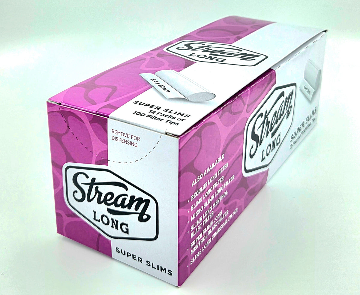 STREAM | Super Slims Long RYO Filters Display Carton - 12 Bags (Mono T ...