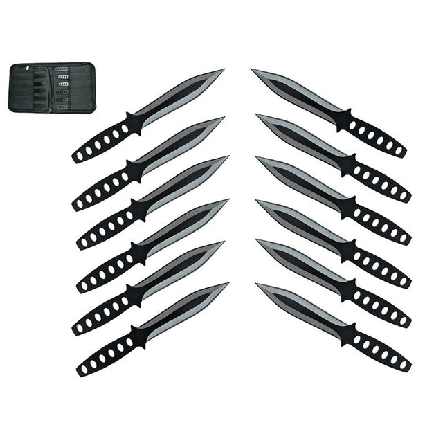 6″ Throwing Knives 12 Pcs Set – Black [T00045BK-12] Throwing Knife Canadian Distributor Black
