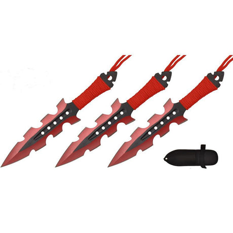 7.5″ Throwing Knives with Sheath 3 Pcs Set – Red [T004208RD] Throwing Knife Canadian Distributor