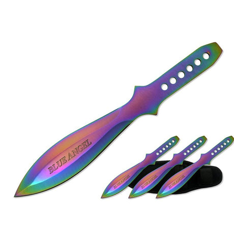 9″ Blue Angel Iridescent Throwing Knives 3 Pcs / Set [T00604] Throwing Knife Canadian Distributor
