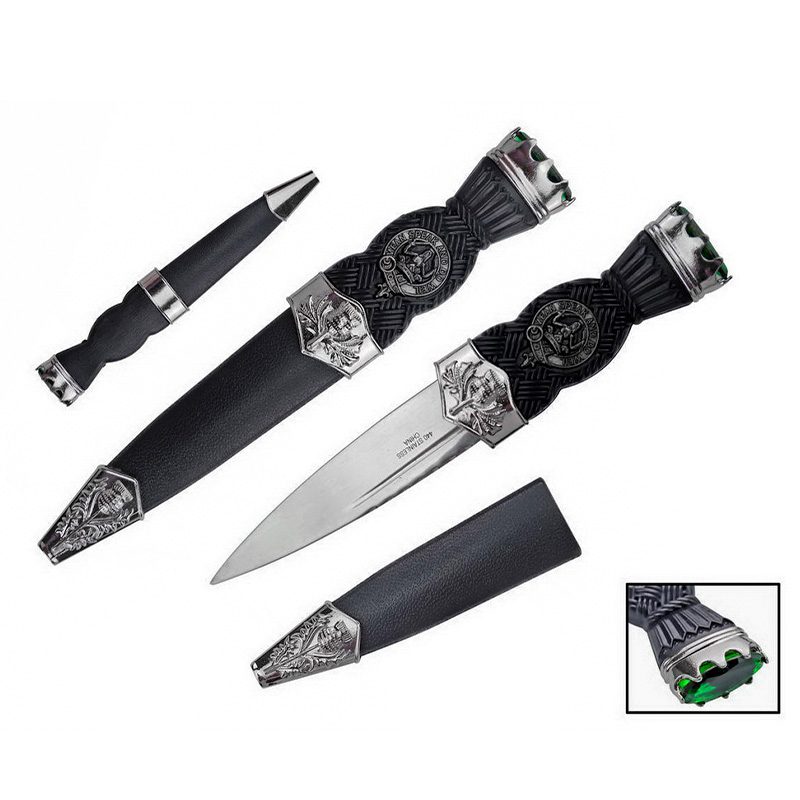 7.5″ overall, Color Gemstone Scottish Sgian-Dubh w/ Sheath [T230570] Fixed Blade Knife Canadian Distributor Green