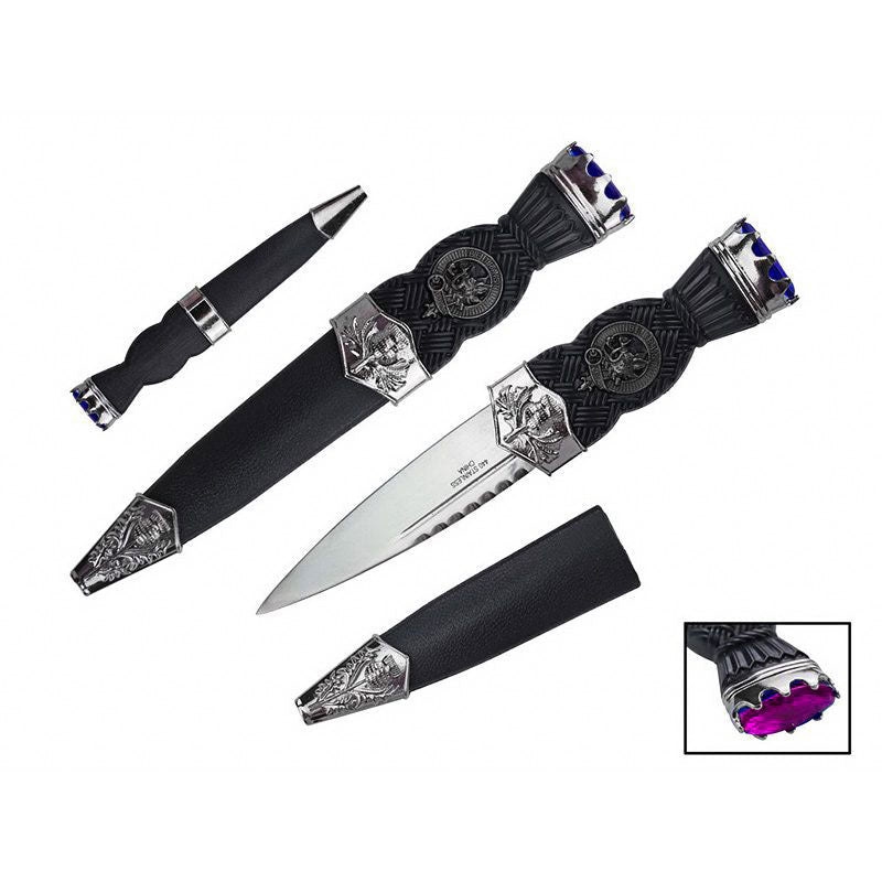 7.5″ overall, Color Gemstone Scottish Sgian-Dubh w/ Sheath [T230570] Fixed Blade Knife Canadian Distributor Purple