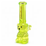 Fortune | 12" Teddy Bear Glass Water Pipe Glass Bong Fortune Neon Lime