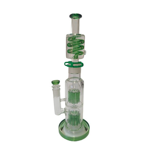 Xtreme | 15″ Dual Tree Frost Freezable coil (TDO-020) Glass Bong Canadian Distributor Green
