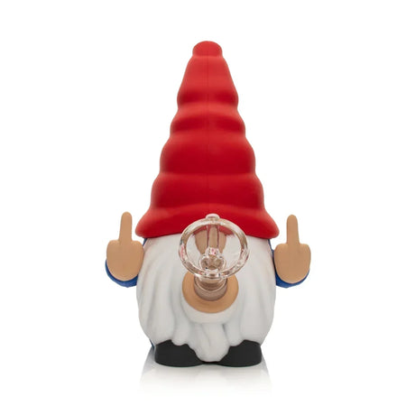 Lit Silicone 6" Give No Fux Gnome Water Pope with glass bowl Resin · Silicone · Plastic Bong Smoking Cat Distribution Blue and Red