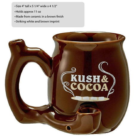 ROAST AND TOAST "KUSH AND COCOA" BROWN PIPE MUG Quartz hand pipe Roast and Toast Gifts