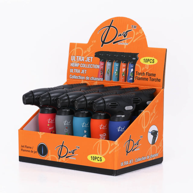 DUCO™ | ULTRA JET 4" – Hemp Rubberized Collection Torch Flame Lighter (Display of 10) Torch ONE TRADING