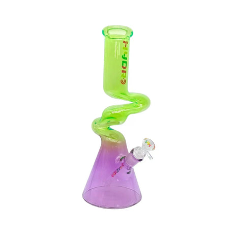 HYDRO | 14" Colored Glass Beaker Bong with Curved Neck (MST081) Glass Bong The MST Green + Purple