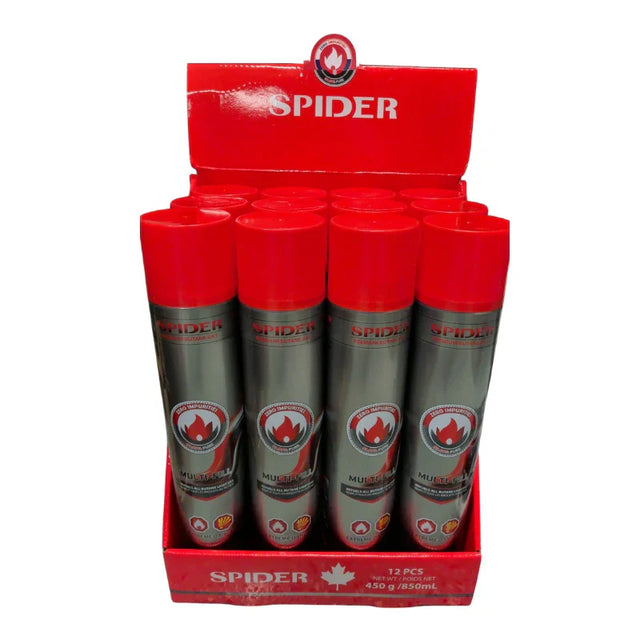 Spider | Premium Butane Gas 850ml (450g)-12/Display Butane · Fluid The MST