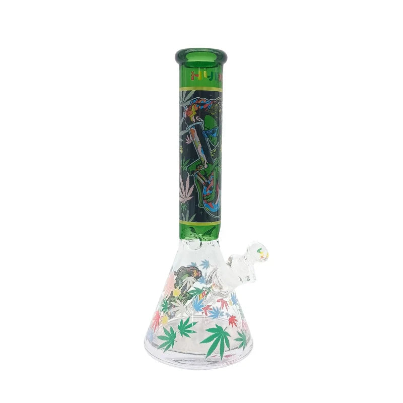 HYDRO | 14" Allien Leaf Graphic Beaker Glass Bong (MST226) Glass Bong The MST Green