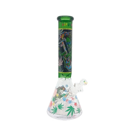 HYDRO | 14" Allien Leaf Graphic Beaker Glass Bong (MST226) Glass Bong The MST Green