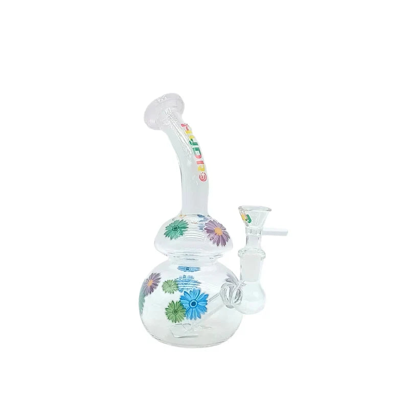 HYDRO | 8" Clear Glass Mini Rig with Printed Design (MST201) Glass Bong The MST Pink