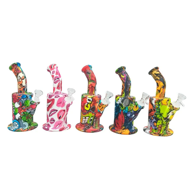 8“ Printed Silicone Mini Bong-Assorted (MST232) Resin · Silicone · Plastic Bong The MST