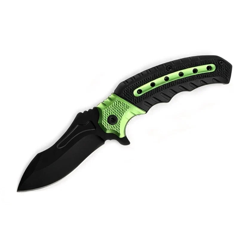 Three Fold Menu Layout MSK057 - Green & Black Curved Folding Knife – JJ Trading Inc.