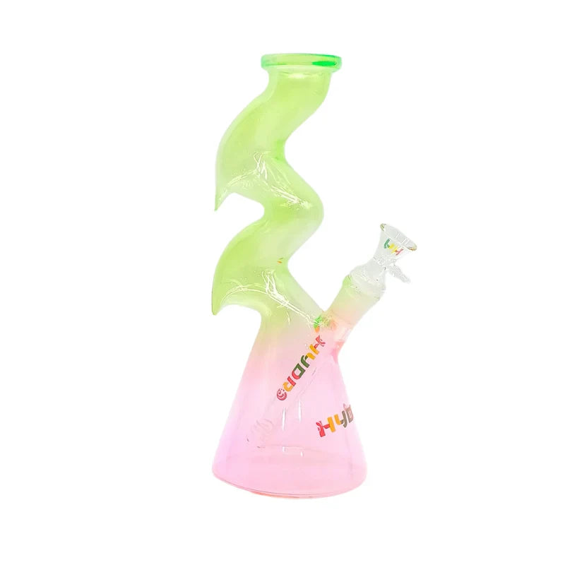 HYDRO | 10.4" Zig-Zag Beaker Glass Bong (MST224) Glass Bong The MST Green + Pink