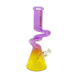 HYDRO | 14" Colored Glass Beaker Bong with Curved Neck (MST081) Glass Bong The MST Purple + Yellow