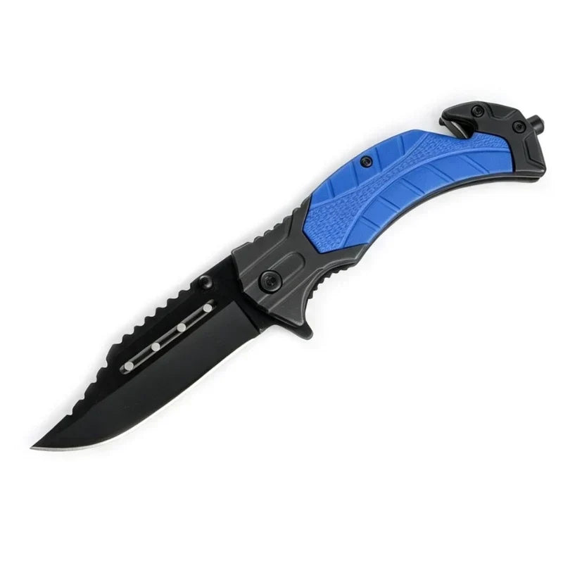 MSK081 - Blue & Black Serrated Rescue Folding Knife Folding Knife The MST Default Title