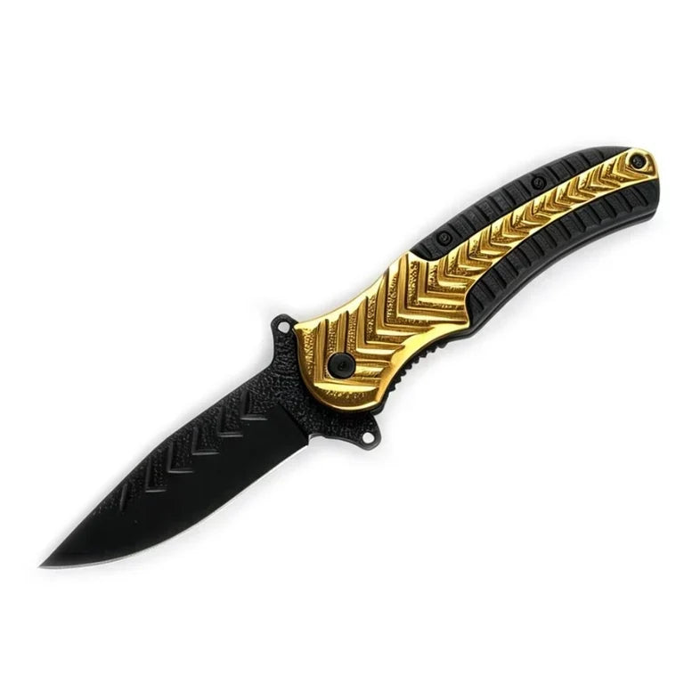 MSK085 - Gold & Black Textured Folding Knife – JJ Trading Inc.