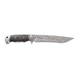 Xtreme | 12″ Damascus-Style Hunting Knife – Fixed Blade with Wood & Steel Handle (XTR-HKN090) Fixed Blade Knife Canadian Distributor
